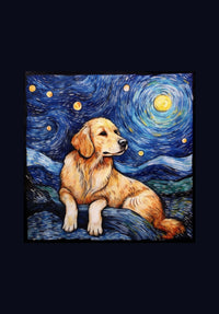 Thumbnail for Drawings Golden Retriever Dog Van Goh Style Vintage Framed Canvas Prints Wall Art Hanging Home Decor
