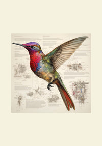 Thumbnail for Drawings Hummingbirds 07 Da Vinci Style Vintage Framed Canvas Prints Wall Art Hanging Home Decor