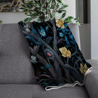 Thumbnail for Dark Cottagecore Crow Tapestry Woven | Raven Wall Art Blanket Woven Wall Hanging | Woodland Aesthetic Halloween Gothic Decor Crow Blanket, Bird And Flower 002