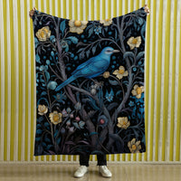 Thumbnail for Dark Cottagecore Crow Tapestry Woven | Raven Wall Art Blanket Woven Wall Hanging | Woodland Aesthetic Halloween Gothic Decor Crow Blanket, Bird And Flower 002