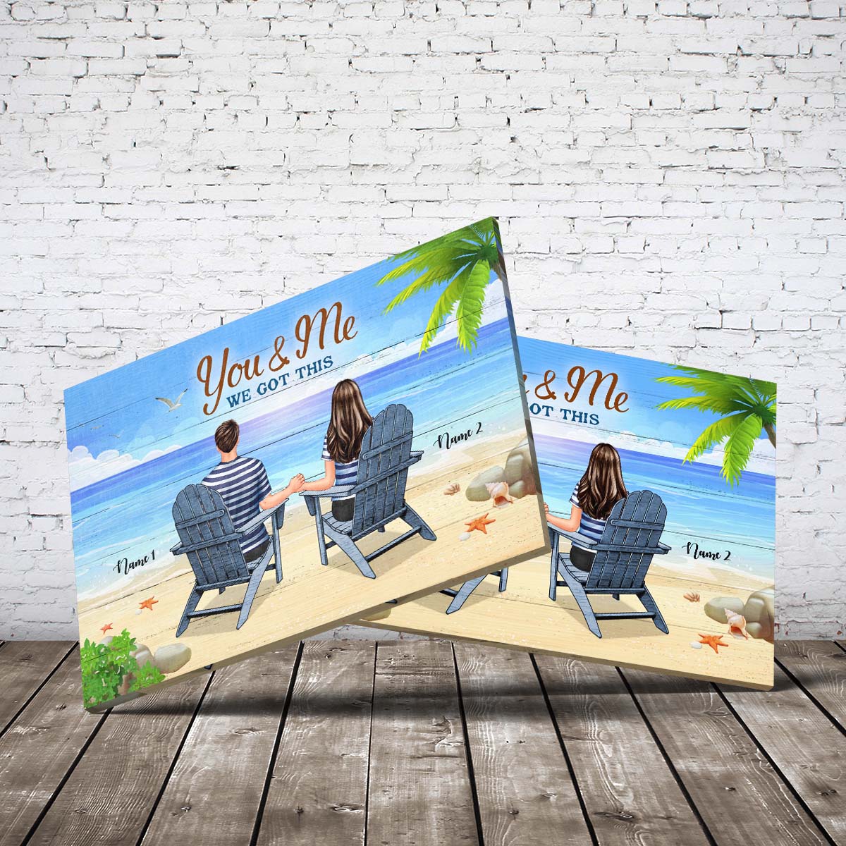 Back View Couple Sitting Beach Built A Life We Loved Personalized Custom Wall Art Canvas Print Valentine Gift for Couple Wife Girlfriend Husband