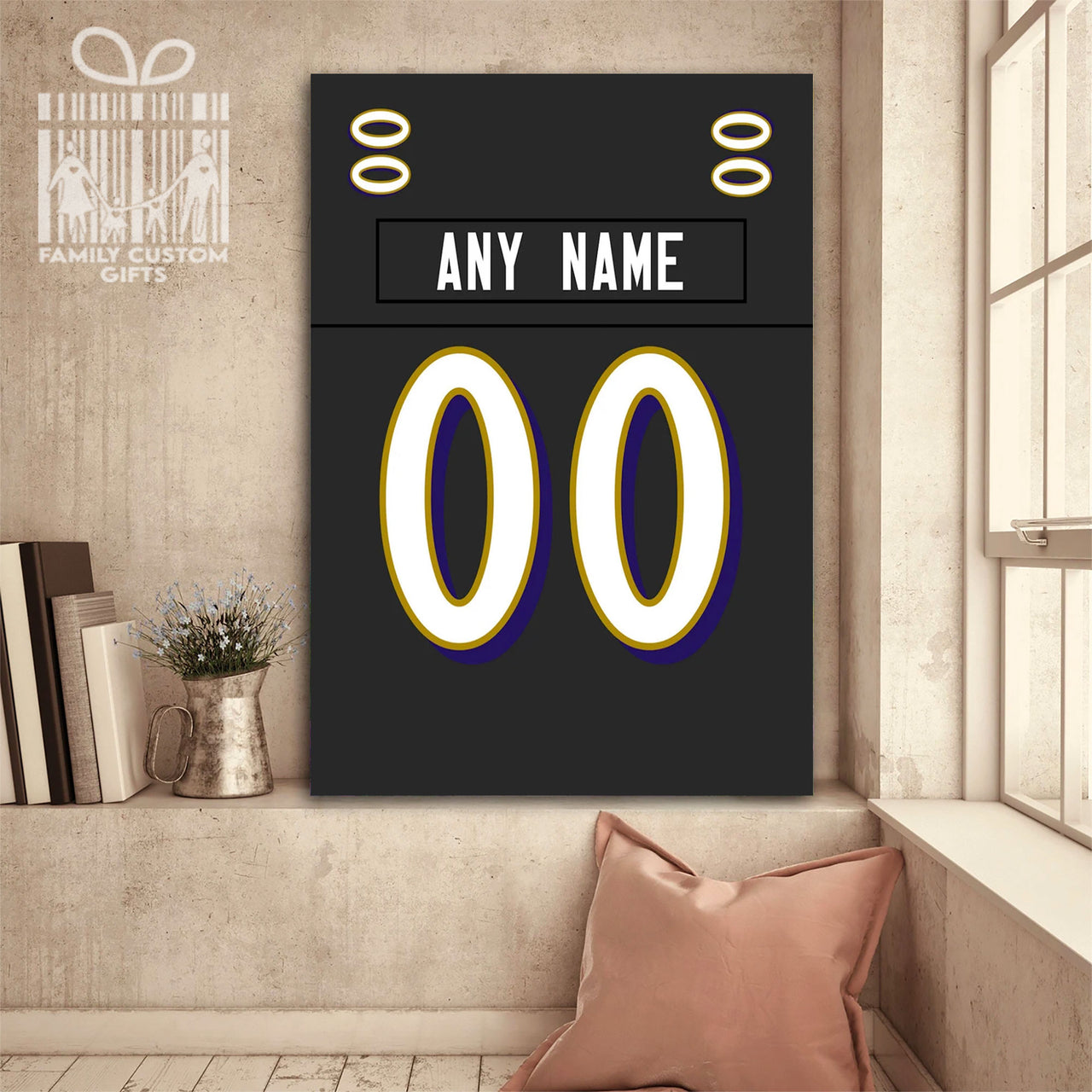 Baltimore Jersey Custom Canvas Print Wall Art for Boy Girl Men Women American Football Personalized Canvas Art