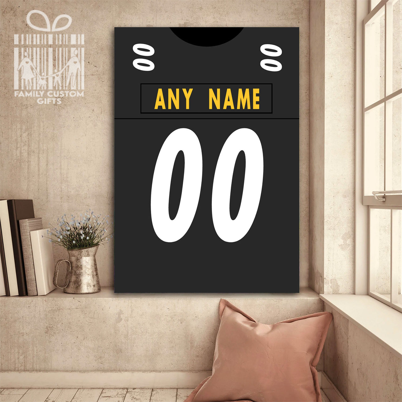 Pittsburgh Jersey Custom Canvas Print Wall Art for Boy Girl Men Women American Football Personalized Canvas Art