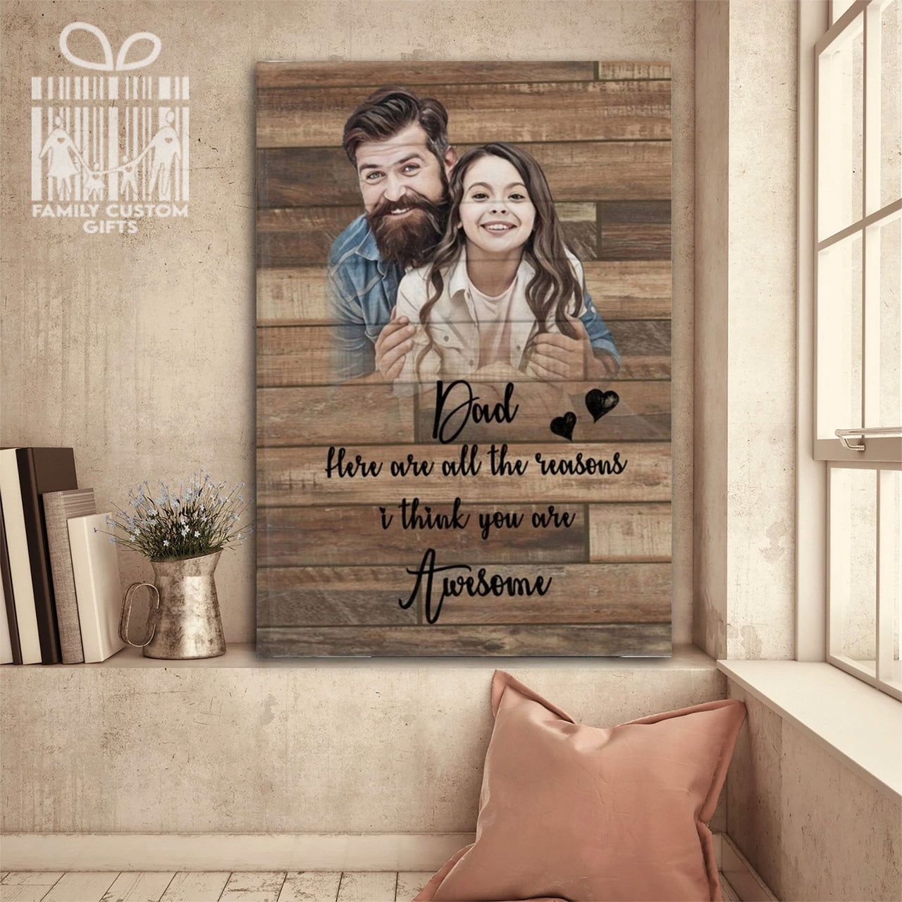 Custom Photo Father's Day Gifts Canvas Print Wall Art for Dad - Personalized To My Dad Wall Art - Gift for Dad
