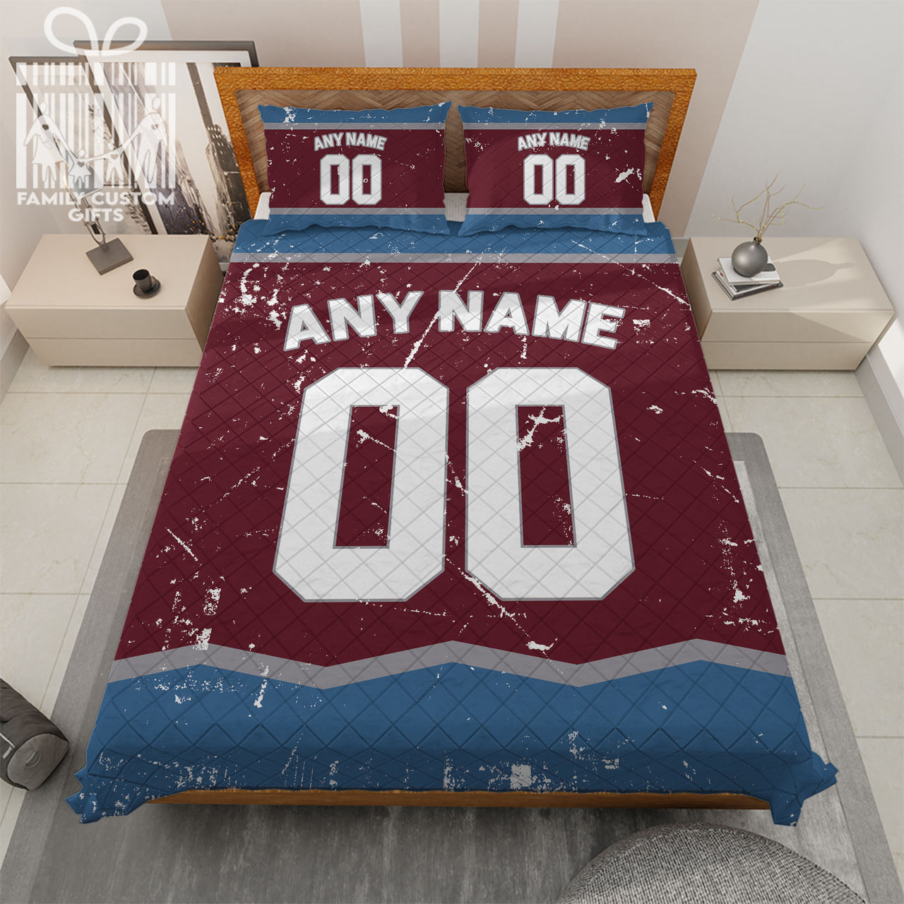 Custom Quilt Sets Colorado Jersey Personalized Ice hockey Premium Quilt Bedding for Men Women