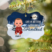 Thumbnail for Life Is Better With Grandkids Personalized Custom Name Aluminum Ornaments - Christmas Gift