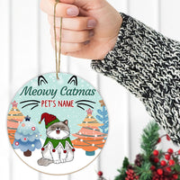Thumbnail for Meowy Catmas Personalized Custom Cat Ornament, Custom Cat Breeds, Christmas Premium Ceramic Ornaments Sets