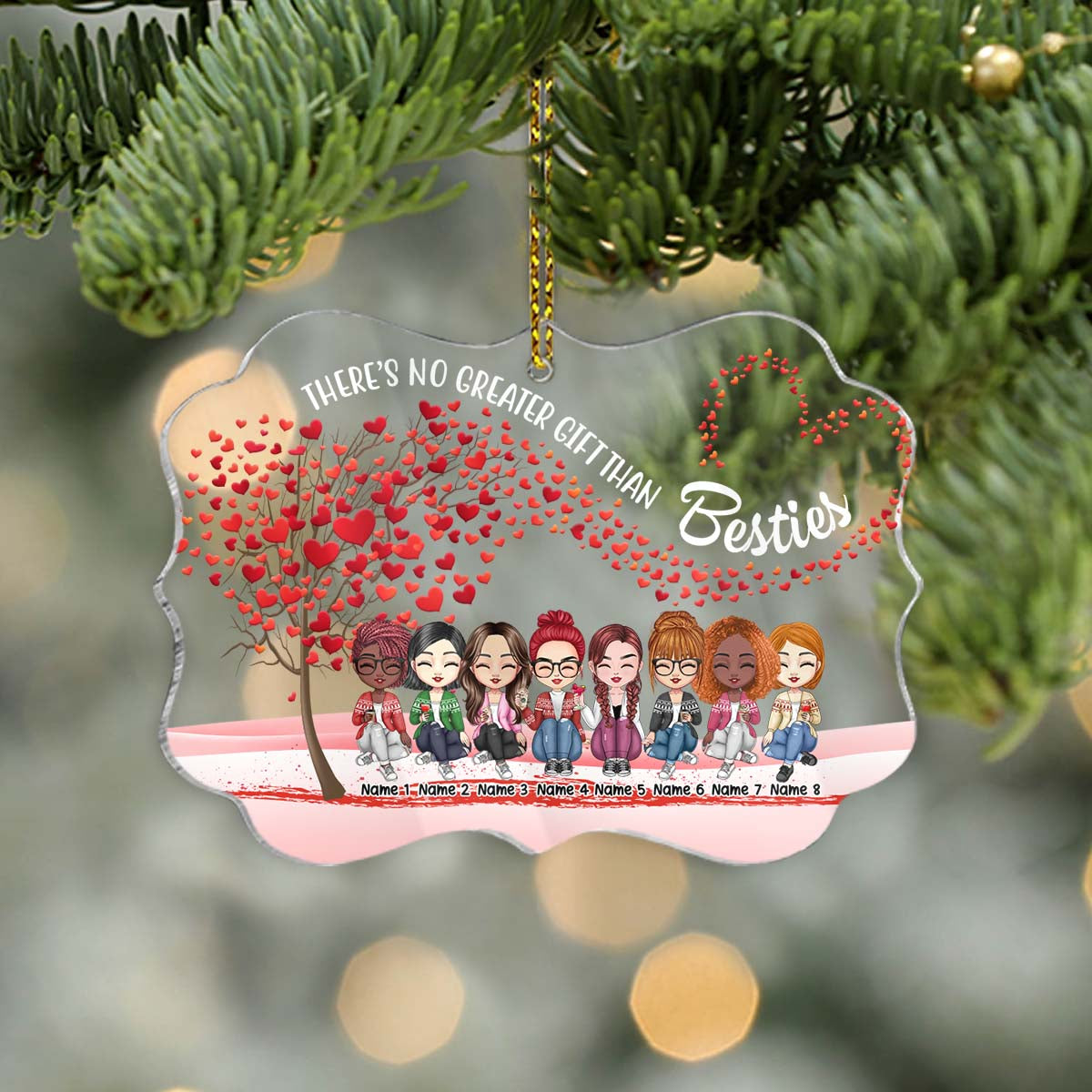 There's No Greater Gift Than Besties Personalized Custom Name Acrylic Ornaments - Christmas Gift