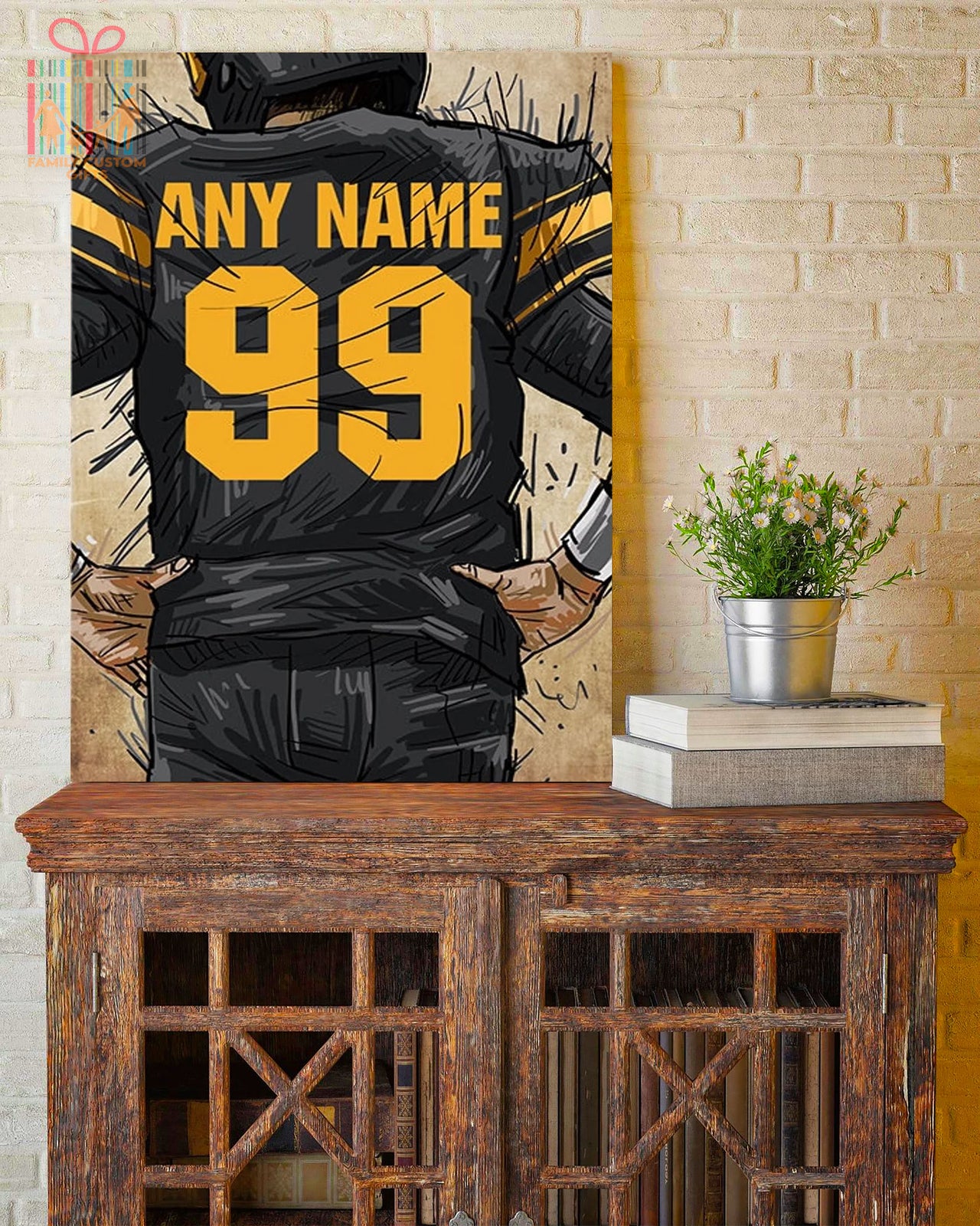 Pittsburgh Steelers Jersey Custom Canvas Print Wall Art for Boy Girl Men Women American Football Personalized Canvas Art