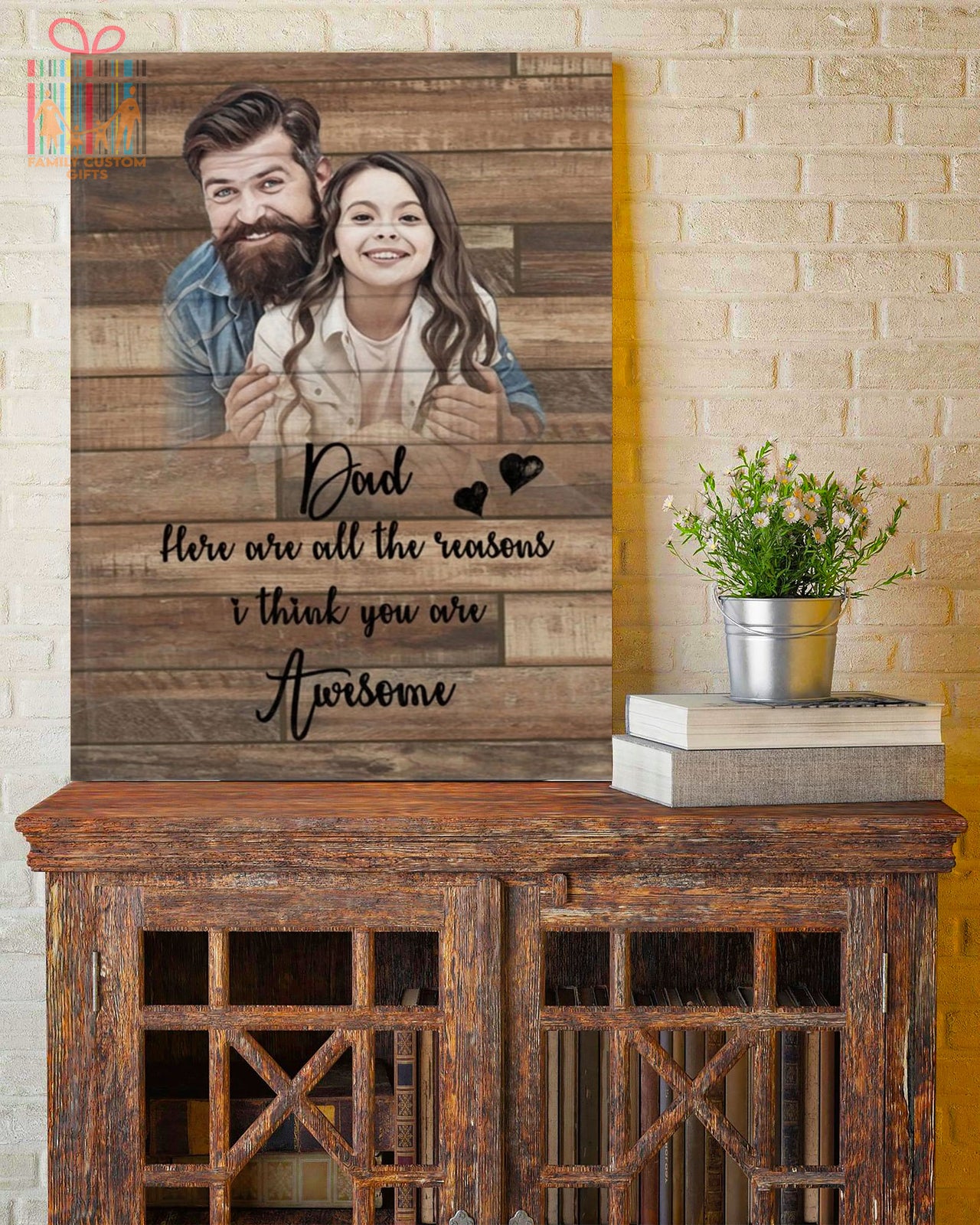 Custom Photo Father's Day Gifts Canvas Print Wall Art for Dad - Personalized To My Dad Wall Art - Gift for Dad