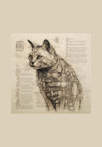 Thumbnail for Drawings Cat 05 Da Vinci Style Vintage Framed Canvas Prints Wall Art Hanging Home Decor