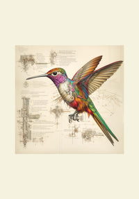 Thumbnail for Drawings Hummingbirds Da Vinci Style Vintage Framed Canvas Prints Wall Art Hanging Home Decor