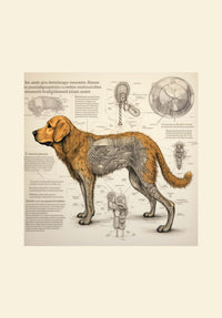 Thumbnail for Drawings Golden Retriever 04 Dog Da Vinci Style Vintage Framed Canvas Prints Wall Art Hanging Home Decor