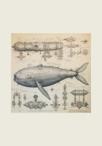 Thumbnail for Drawings Whale Da Vinci Style Vintage Framed Canvas Prints Wall Art Hanging Home Decor