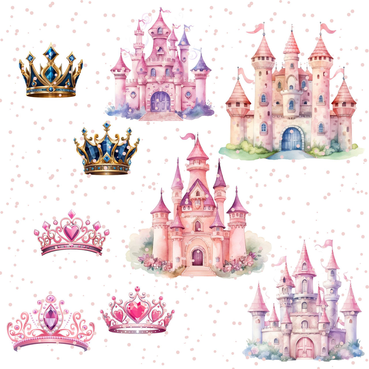 Little Princess Clipart, Watercolor Princess Clipart, Little Princess Ornaments, Baby Princess, Castle Sublimation Design, Princess Birthday, Fairytale Princes 014