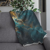 Thumbnail for Space Blanket - Galaxy fleece blanket, Heart Nebula Centre Blanket, Galaxy Blanket, cosy room decor, blue and gold throw, lightweight fleece, clouds in outer space 003