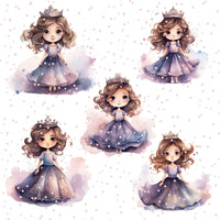 Thumbnail for Little Princess Clipart, Watercolor Princess Clipart, Little Princess Ornaments, Baby Princess, Castle Sublimation Design, Princess Birthday, Fairytale Princes 014