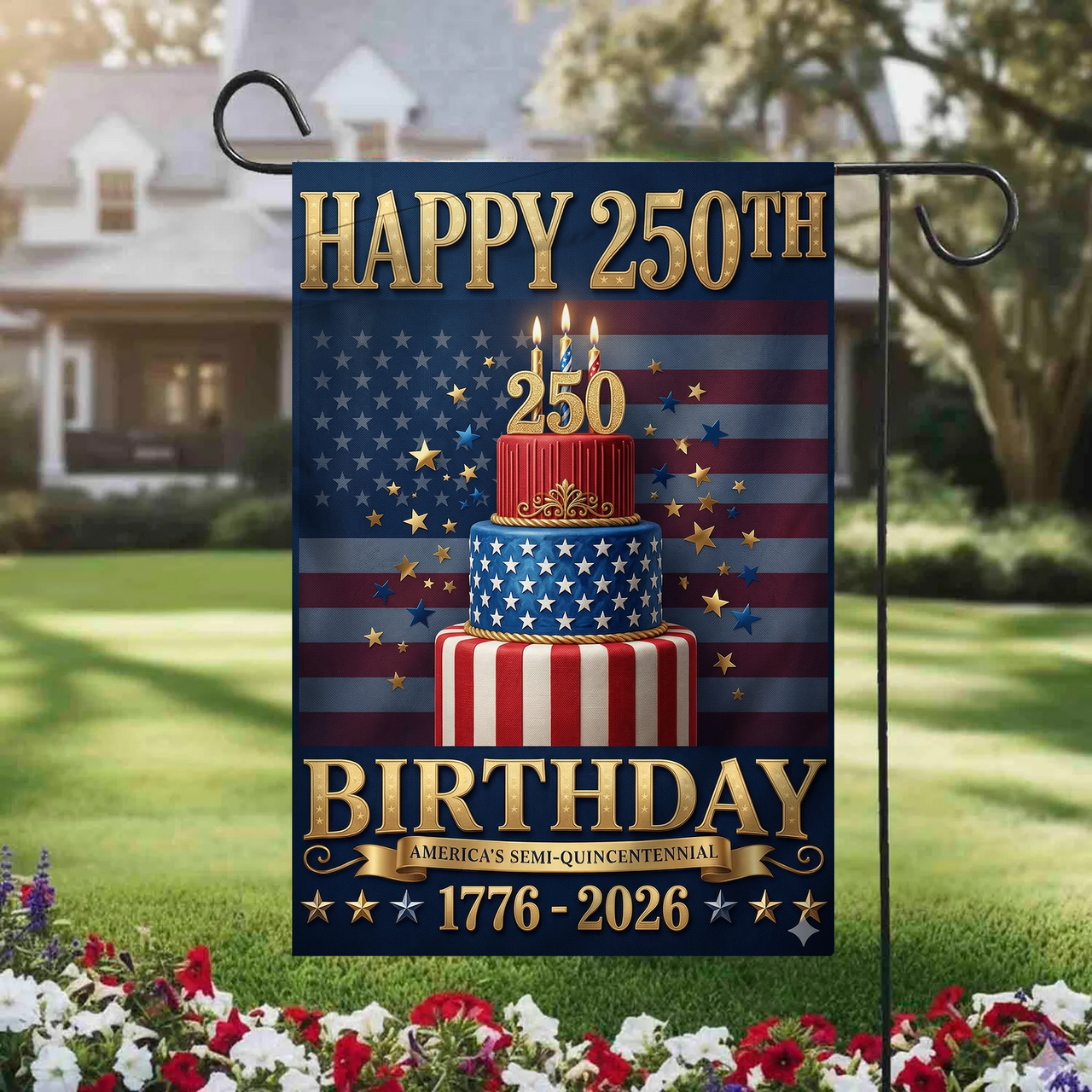 USA 250th Anniversary Garden Flag (1776–2026) – Patriotic Outdoor Decorative Flag 01