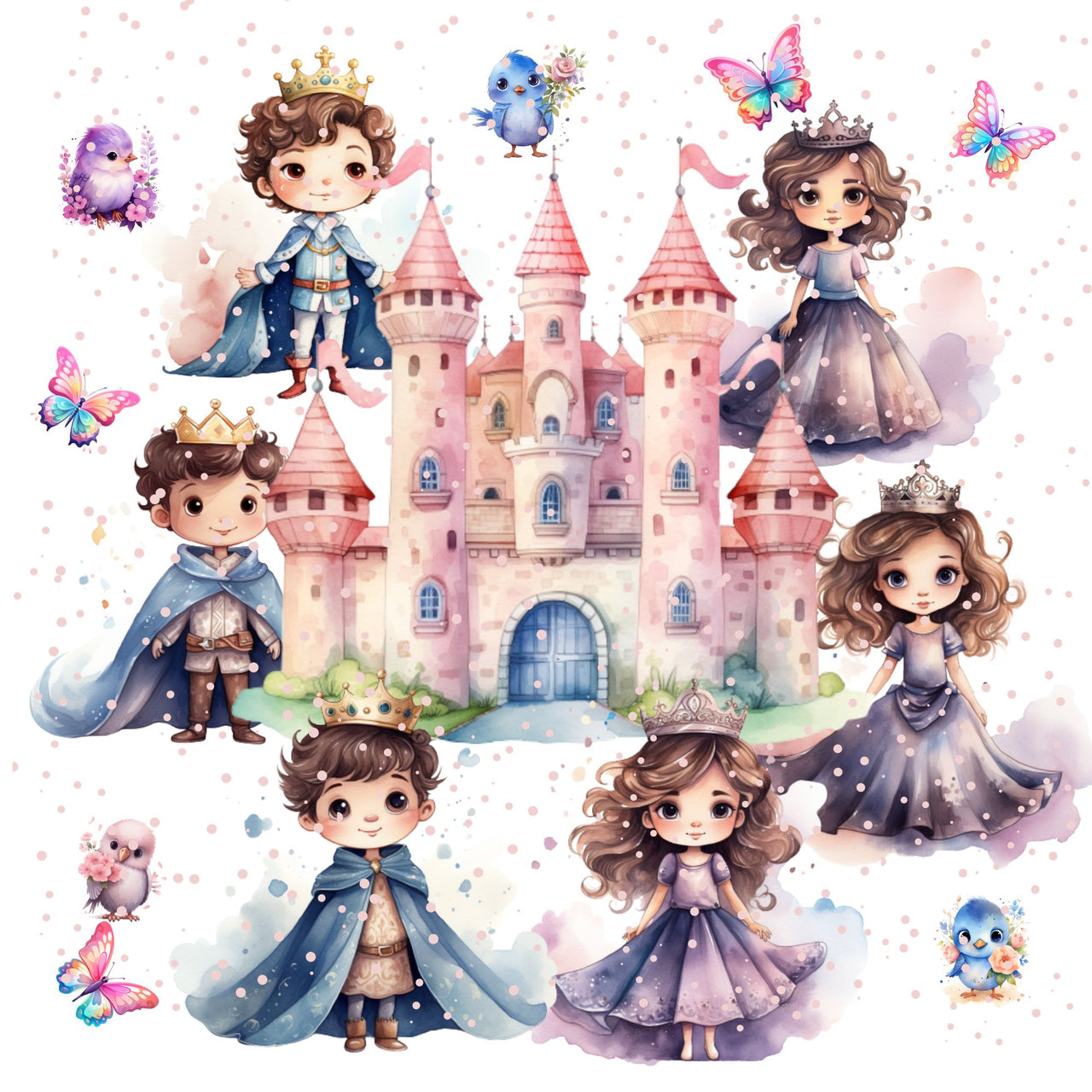 Little Princess Clipart, Watercolor Princess Clipart, Little Princess Ornaments, Baby Princess, Castle Sublimation Design, Princess Birthday, Fairytale Princes 014