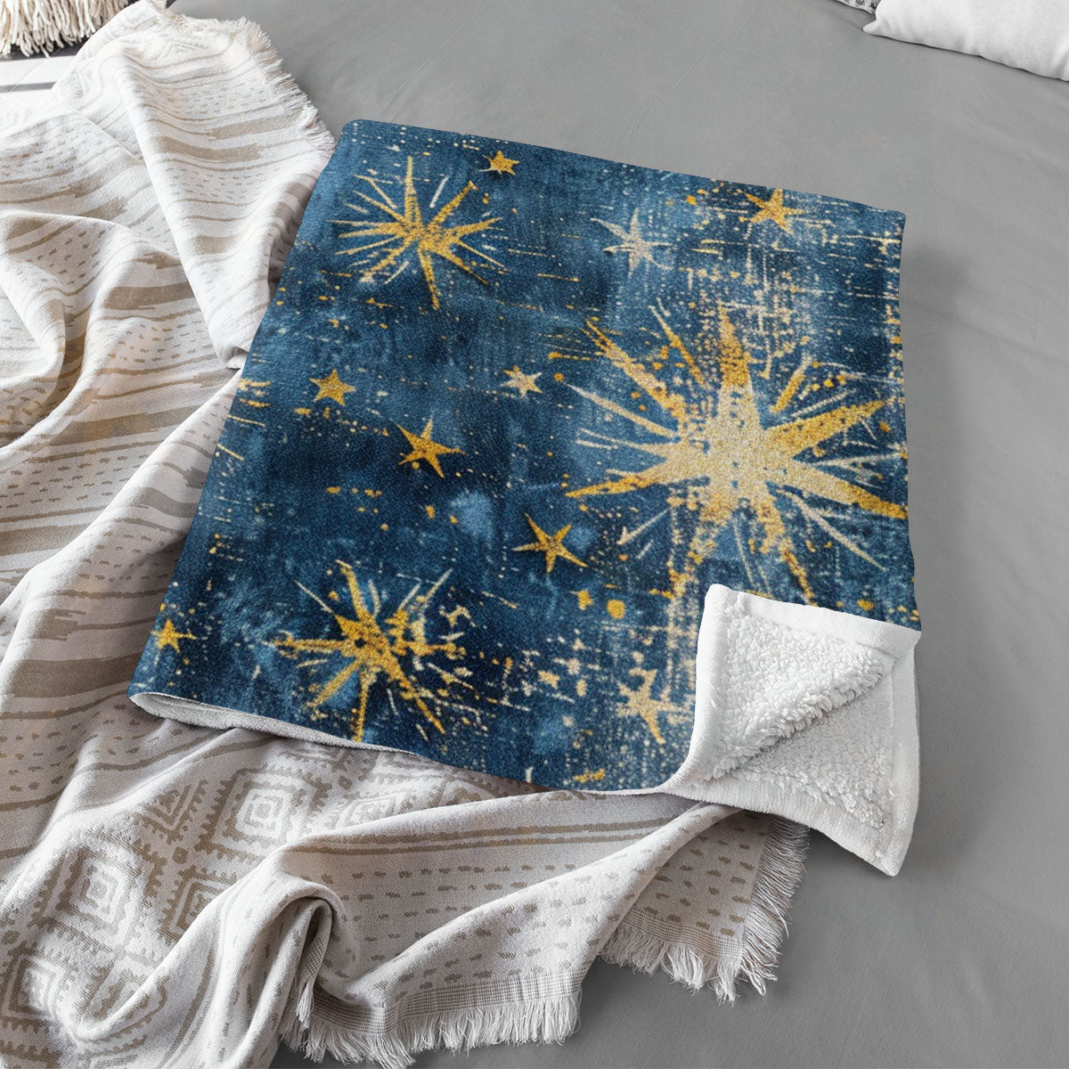 Boho Blanket Throw: Stars Blanket, Woven Throw Blanket, Couch Blanket, Bed Blanket, Boho Decor, Boho Home Decor, Bohemian decor, Boho bed, Stars 004