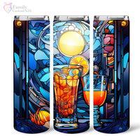 Thumbnail for Watercolor Gin Cocktail In Stained Glass 20oz Skinny Tumbler, Gin Mix, Gin Lover Gifts, Alcohol Drink, Alcohol Tumbler, Vibrant Tumbler, Trending Tumbler