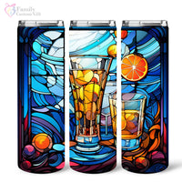 Thumbnail for Watercolor Gin Cocktail In Stained Glass 20oz Skinny Tumbler, Gin Mix, Gin Lover Gifts, Alcohol Drink, Alcohol Tumbler, Vibrant Tumbler, Trending Tumbler