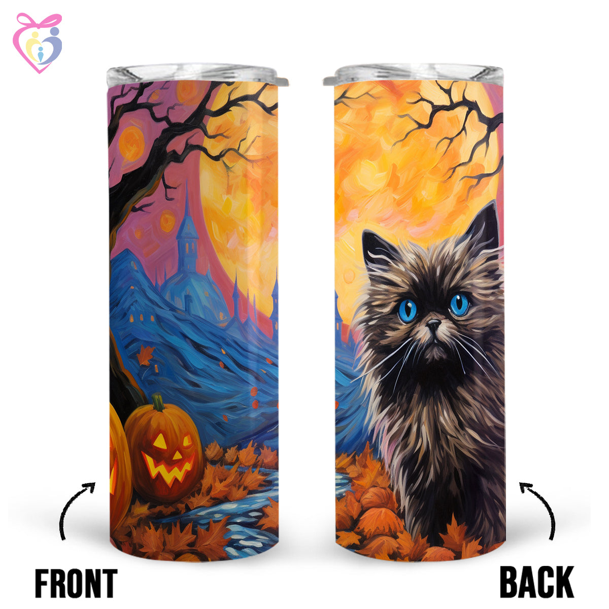 Keeshonden Halloween With Pumpkin 20oz Skinny Tumbler, Holiday Skinny Tumbler, For Dog Lovers, Vibrant Tumbler, Trending Tumbler