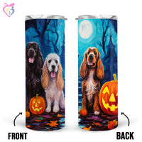 Thumbnail for Cocker Spaniels Halloween With Pumpkin 20oz Skinny Tumbler, Holiday Skinny Tumbler, For Dog Lovers, Vibrant Tumbler, Trending Tumbler