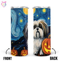 Thumbnail for Shih Tzu Halloween With Pumpkin 20oz Skinny Tumbler, Holiday Skinny Tumbler, For Dog Lovers, Vibrant Tumbler, Trending Tumbler