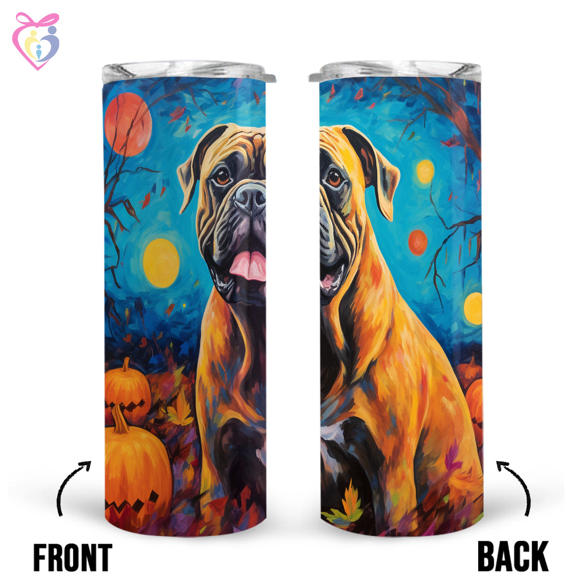 Cane Corso Halloween With Pumpkin 20oz Skinny Tumbler, Holiday Skinny Tumbler, For Dog Lovers, Vibrant Tumbler, Trending Tumbler