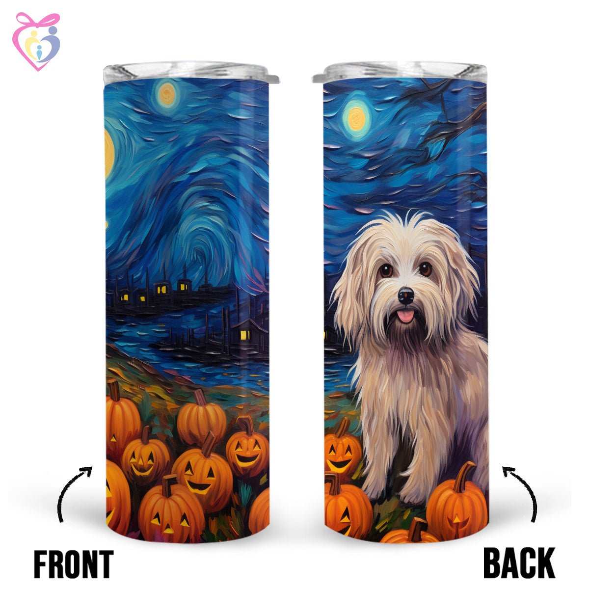 Havanese Halloween With Pumpkin 20oz Skinny Tumbler, Holiday Skinny Tumbler, For Dog Lovers, Vibrant Tumbler, Trending Tumbler