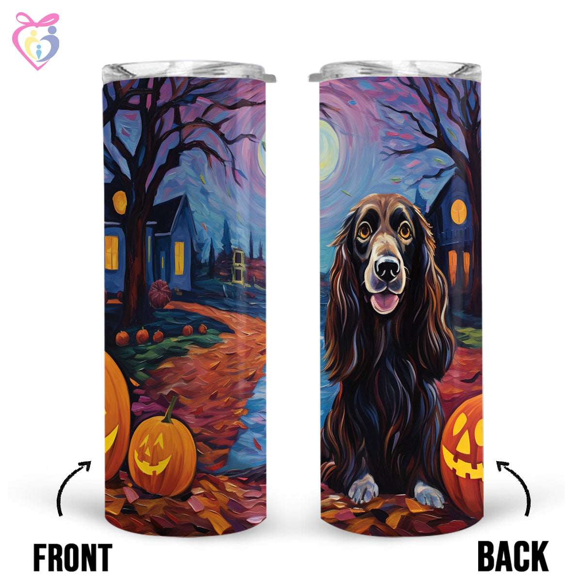 Gordon Setters Halloween With Pumpkin 20oz Skinny Tumbler, Holiday Skinny Tumbler, For Dog Lovers, Vibrant Tumbler, Trending Tumbler