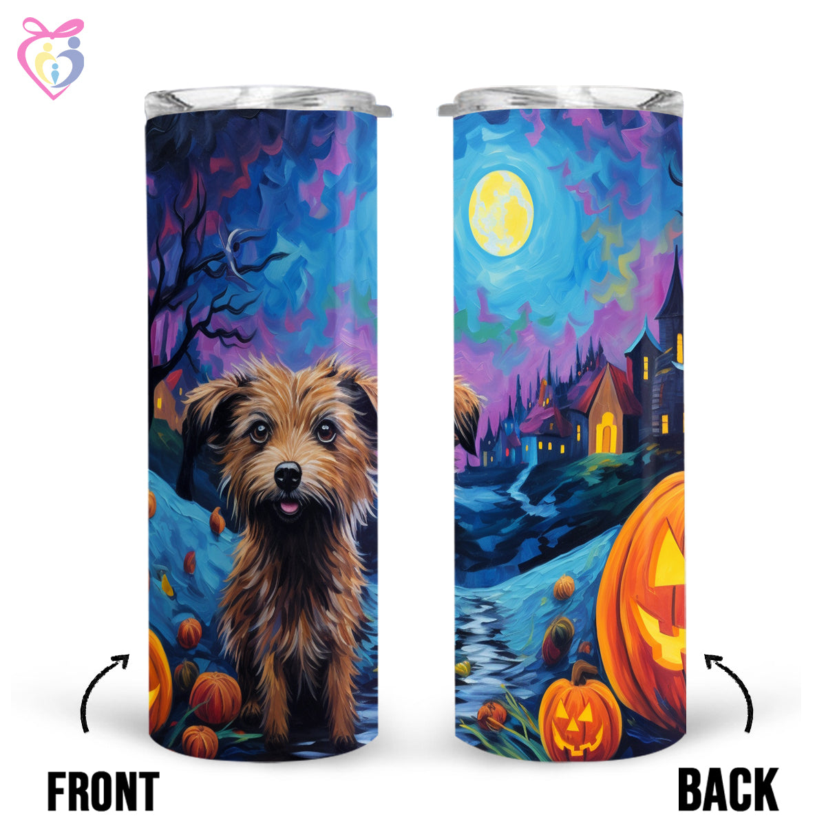 Chinese Cresteds Halloween With Pumpkin 20oz Skinny Tumbler, Holiday Skinny Tumbler, For Dog Lovers, Vibrant Tumbler, Trending Tumbler