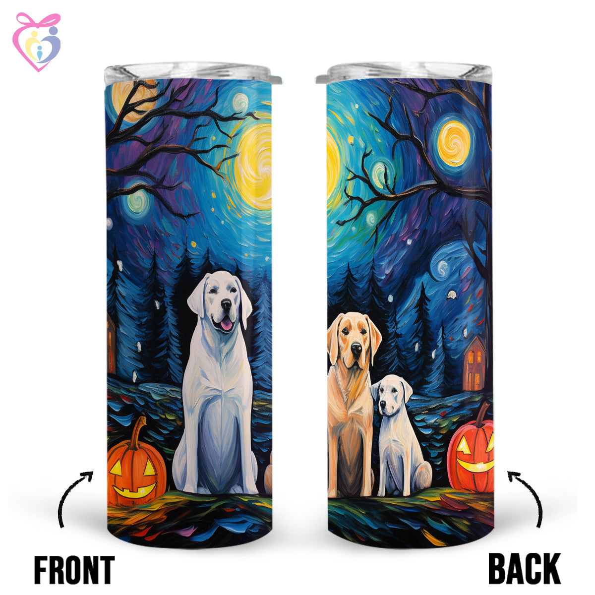 Labrador Retrievers Halloween With Pumpkin 20oz Skinny Tumbler, Holiday Skinny Tumbler, For Dog Lovers, Vibrant Tumbler, Trending Tumbler