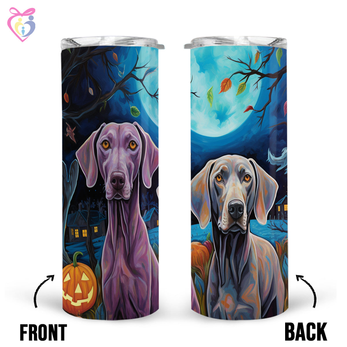 Weimaraners Halloween With Pumpkin 20oz Skinny Tumbler, Holiday Skinny Tumbler, For Dog Lovers, Vibrant Tumbler, Trending Tumbler