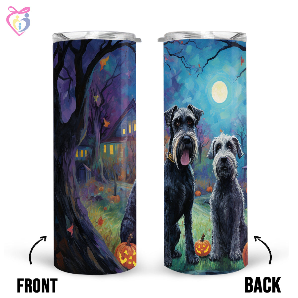 Schnauzers Halloween With Pumpkin 20oz Skinny Tumbler, Holiday Skinny Tumbler, For Dog Lovers, Vibrant Tumbler, Trending Tumbler