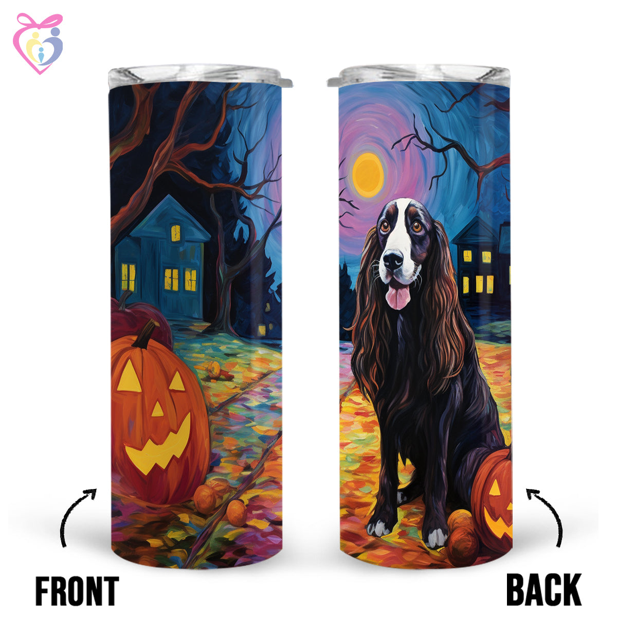 Gordon Setters Halloween With Pumpkin 20oz Skinny Tumbler, Holiday Skinny Tumbler, For Dog Lovers, Vibrant Tumbler, Trending Tumbler