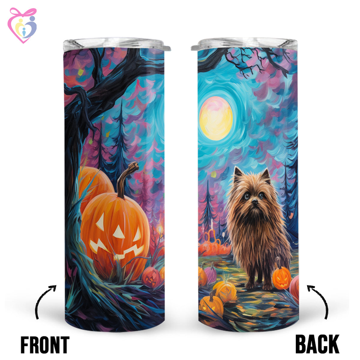 Keeshonden Halloween With Pumpkin 20oz Skinny Tumbler, Holiday Skinny Tumbler, For Dog Lovers, Vibrant Tumbler, Trending Tumbler