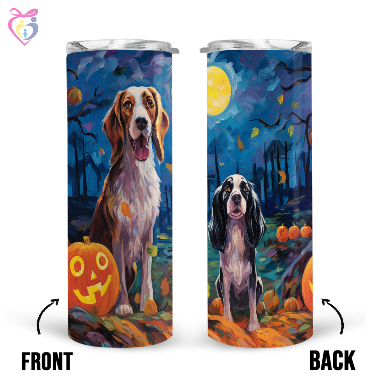 English Setters Halloween With Pumpkin 20oz Skinny Tumbler, Holiday Skinny Tumbler, For Dog Lovers, Vibrant Tumbler, Trending Tumbler