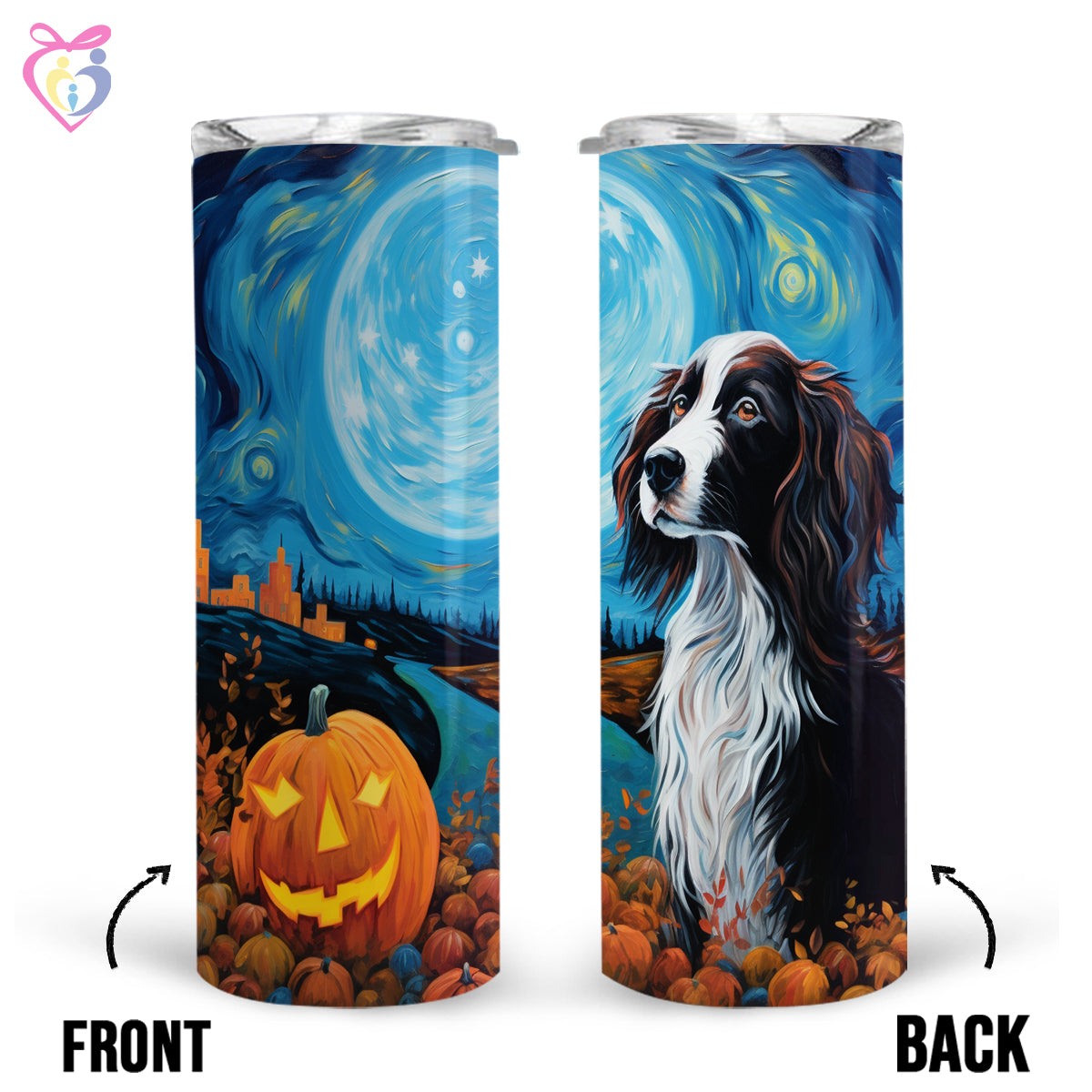 Irish Setters Halloween With Pumpkin 20oz Skinny Tumbler, Holiday Skinny Tumbler, For Dog Lovers, Vibrant Tumbler, Trending Tumbler