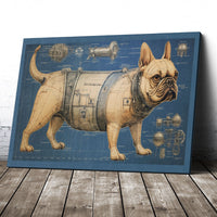 Thumbnail for Drawings French Bulldog Da Vinci Style Vintage Framed Canvas Prints Wall Art Hanging Home Decor