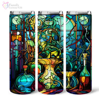 Thumbnail for Mysterious Absinthe In Stained Glass 20oz Skinny Tumbler, Alcohol Drink Glass Green Fairy, Alcohol Tumbler, Vibrant Tumbler, Trending Tumbler