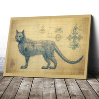 Thumbnail for Drawings Cat 03 Da Vinci Style Vintage Framed Canvas Prints Wall Art Hanging Home Decor