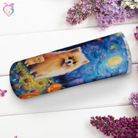 Thumbnail for Pomeranians Halloween With Pumpkin 20oz Skinny Tumbler, Holiday Skinny Tumbler, For Dog Lovers, Vibrant Tumbler, Trending Tumbler