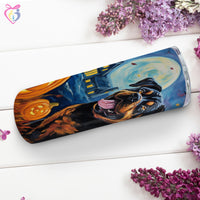 Thumbnail for Rottweiler Halloween With Pumpkin 20oz Skinny Tumbler, Holiday Skinny Tumbler, For Dog Lovers, Vibrant Tumbler, Trending Tumbler