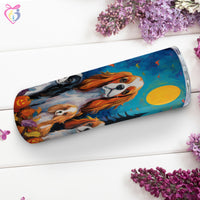 Thumbnail for Cavalier King Charles Spaniels Halloween With Pumpkin 20oz Skinny Tumbler, Holiday Skinny Tumbler, For Dog Lovers, Vibrant Tumbler, Trending Tumbler