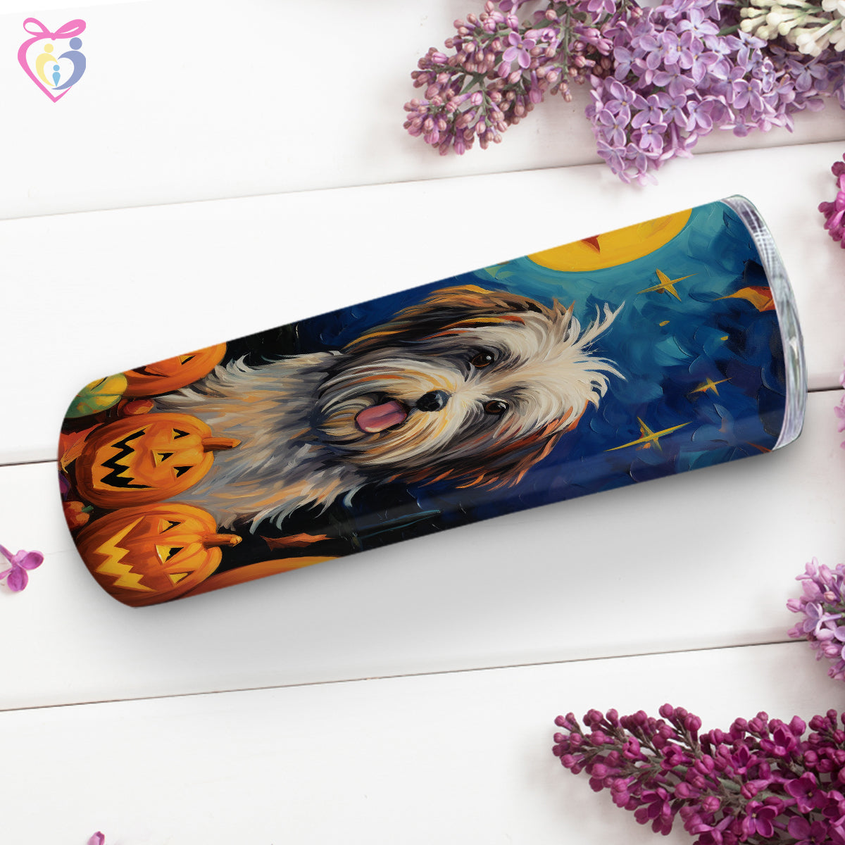 Havanese Halloween With Pumpkin 20oz Skinny Tumbler, Holiday Skinny Tumbler, For Dog Lovers, Vibrant Tumbler, Trending Tumbler