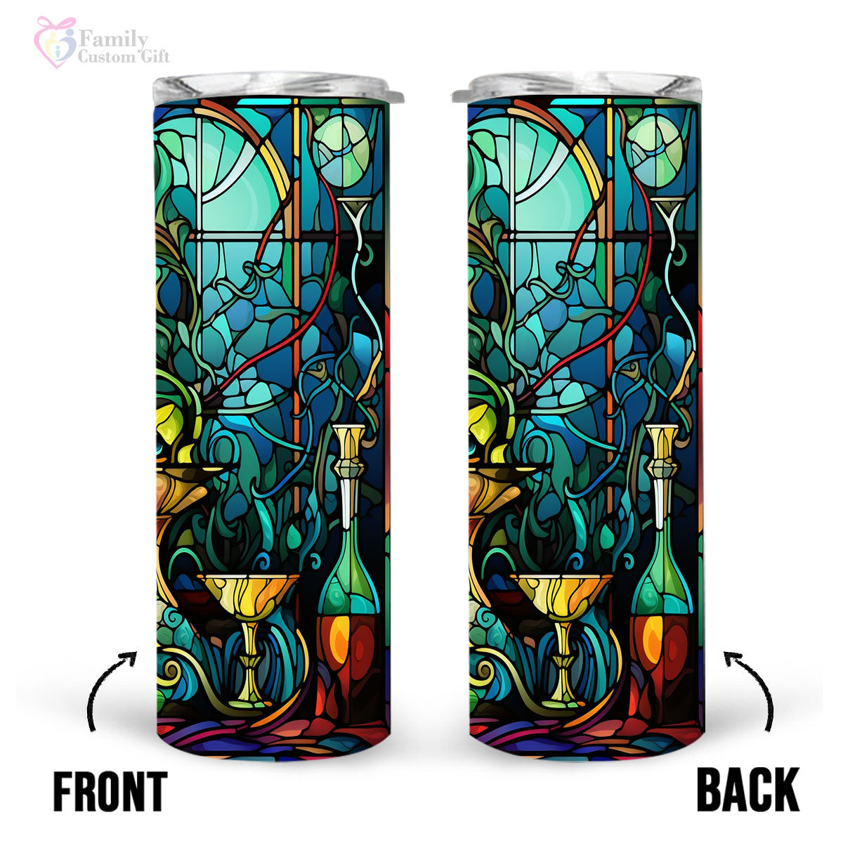 Mysterious Absinthe In Stained Glass 20oz Skinny Tumbler, Alcohol Drink Glass Green Fairy, Alcohol Tumbler, Vibrant Tumbler, Trending Tumbler