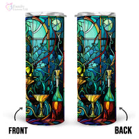 Thumbnail for Mysterious Absinthe In Stained Glass 20oz Skinny Tumbler, Alcohol Drink Glass Green Fairy, Alcohol Tumbler, Vibrant Tumbler, Trending Tumbler