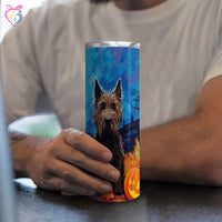 Thumbnail for Scottish Terriers Halloween With Pumpkin 20oz Skinny Tumbler, Holiday Skinny Tumbler, For Dog Lovers, Vibrant Tumbler, Trending Tumbler